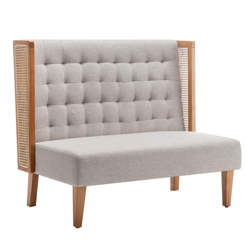 Loveseat Settee Bench with Rattan Arms