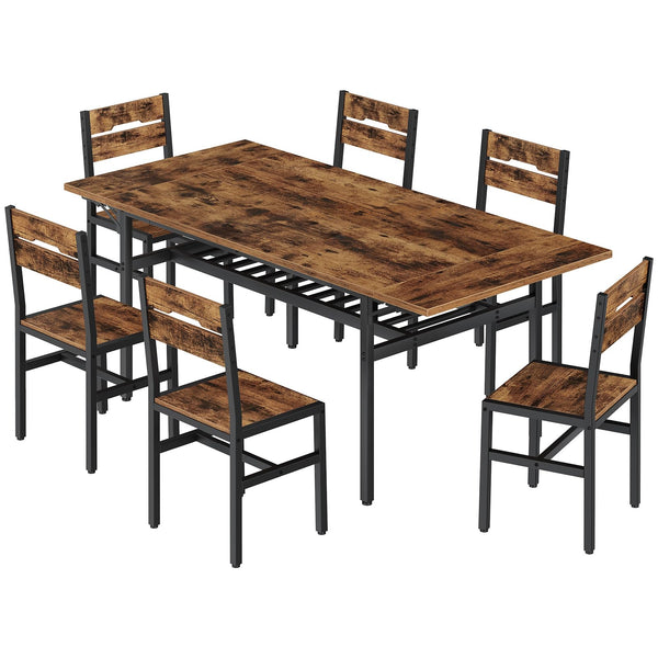 7-Piece Extendable Dining Table Set with 6 Chairs