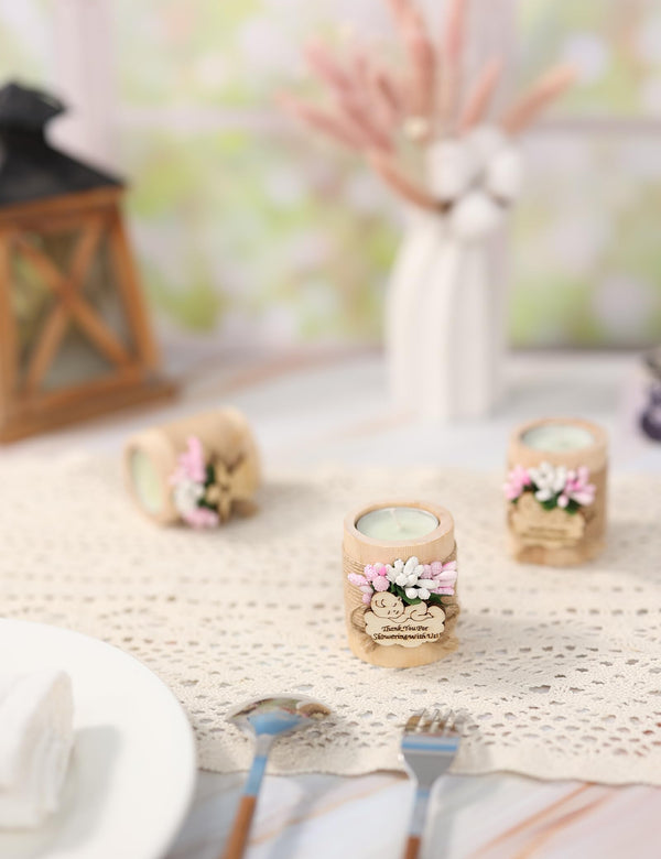 50-Piece Wooden Tealight Candle Holder Set – Baby Shower Party Favors
