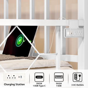 Twin Daybed with Trundle, Charging Station & LED Lights