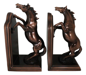 Rearing Horses Bookend Set – Bronze Electroplated Resin