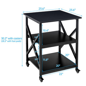 3-Tier Rolling Printer Stand with Adjustable Shelf