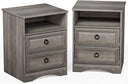2-Drawer Wood Nightstand with Open Compartment