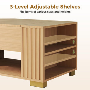 Lift Top Coffee Table with Hidden Storage & Adjustable Shelves