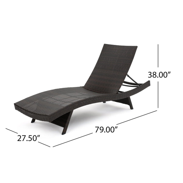 Outdoor Wicker Adjustable Chaise Lounge Chair Set, 2-Piece