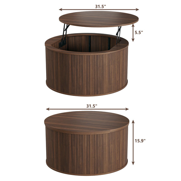 Round Lift-Top Coffee Table with Hidden Storage