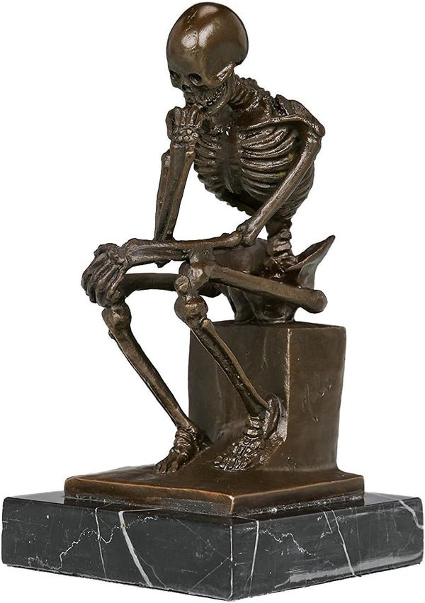 Bronze Skeleton Thinker Statue