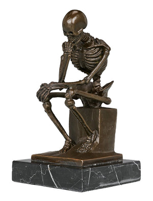 Bronze Skeleton Thinker Statue