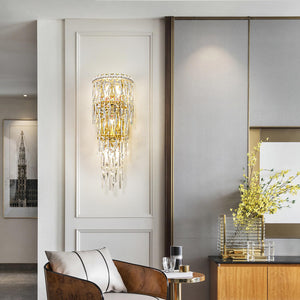 Crystal Wall Sconce Light Fixture – 3-Tier E12 Dimmable Indoor Wall Lamp