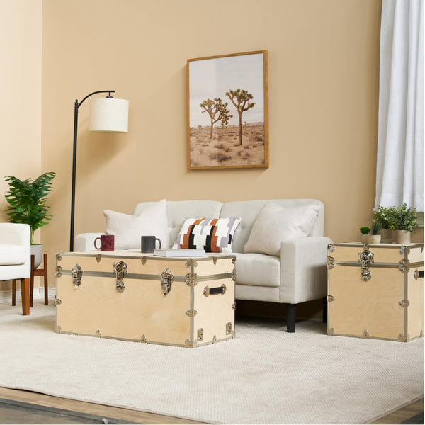 34 Inch Wood Storage Trunk with Soft-Close Lid
