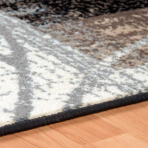 Floral Patchwork Indoor Area Rug – Beige, Low Pile, Machine Made