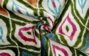 Handmade Multicolor Velvet Throw Pillow – Diamond Ikat, 20x20"