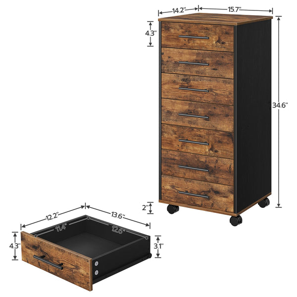 7-Drawer Mobile File Cabinet