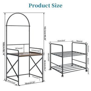 Large Printer Stand with 3-Tier Storage Shelf and Wheels