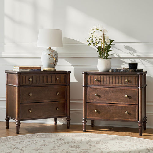 Fluted End Table with Charging Station & Wood Drawers