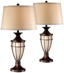 Mission Cage Table Lamps Set of 2 with Night Light, 33" Tall