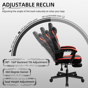 Gaming Chair with Footrest & Reclining Back