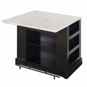 Kitchen Island with Drop Leaf & Power Outlet