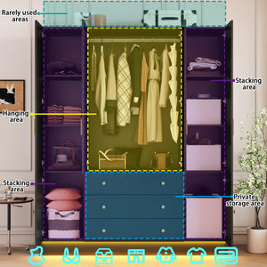 LED Armoire Wardrobe Closet with Mirror & Drawers