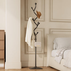 Tree-Shaped Metal Coat Rack Stand with 8 Hooks