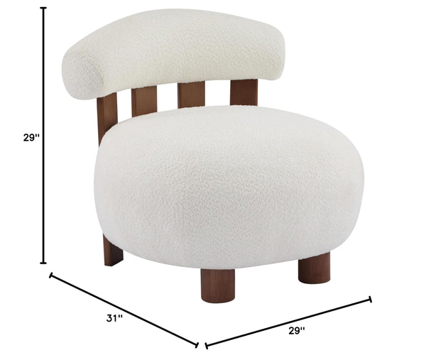 Armless Boucle Accent Chair with Solid Wood Frame