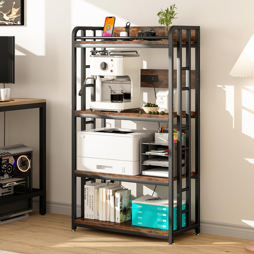 4-Tier Kitchen Baker's Rack with Power Outlet & Wheels