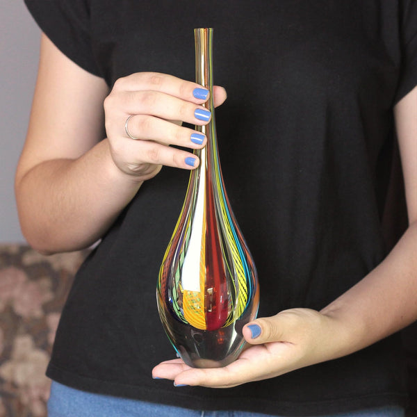 Hand Blown Glass Drop Vase — Murano Style Art Glass