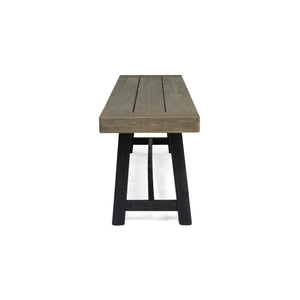 Outdoor Acacia Wood Bench – Sandblast Gray & Black