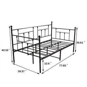 Twin Metal Daybed Frame with Storage & Steel Slats