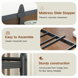 Twin Daybed Frame with Steel Slats, Metal Sofa Bed – Twin Size, Black