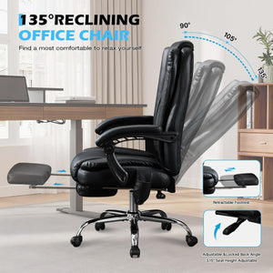 Heated Massage Reclining Office Chair with Footrest