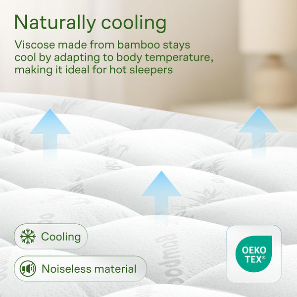 Bamboo Viscose Cooling Mattress Topper – Pillow Top, Deep Pocket, Machine Washable