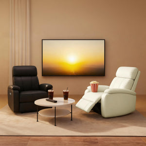 Power Recliner Chair with USB Port – Faux Leather, White