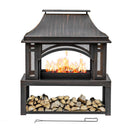 39" Outdoor Wood Burning Fire Pit with Chimney & Wood Storage