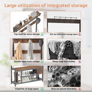 5-in-1 Hall Tree with Bench, Drawers, Shoe Rack & Hooks – 39"W