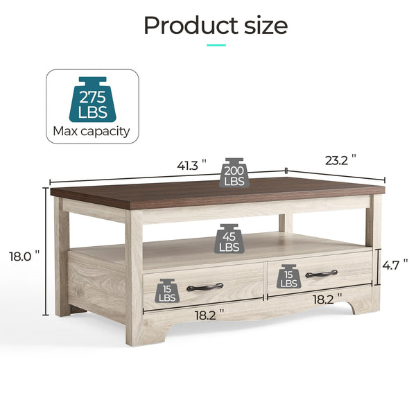 3-Piece Farmhouse Living Room Table Set with Charging Station