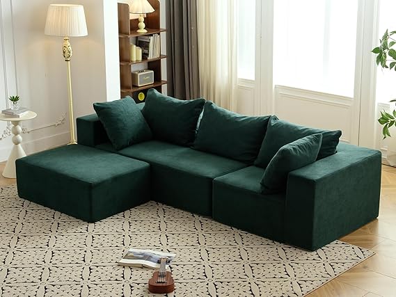 Modular L-Shaped Sectional Sofa with Deep Seat