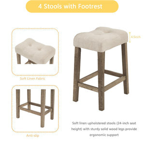 34'' Square Bar Table Set with 4 Chairs