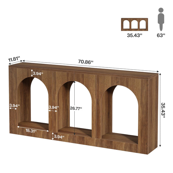 70.9" Console Table with 3 Arched Shelves