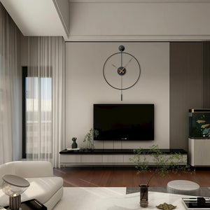 Large Modern Pendulum Wall Clock – Metal Dial with Walnut Pointers