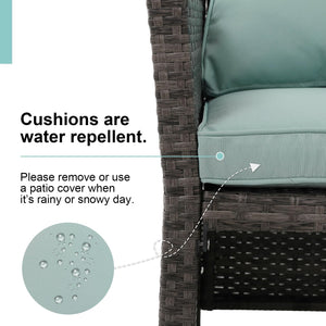 2-Piece Outdoor Wicker Loveseat & Coffee Table Set with Storage