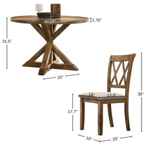 5-Piece Round Dining Table Set with 4 Chairs