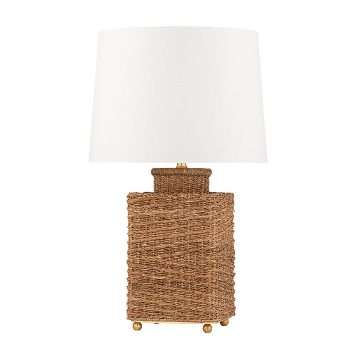 Transitional 1-Light Table Lamp – Gold Leaf Finish & White Belgian Shade