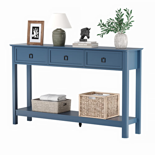 53.1" Console Table with 3 Drawers & Open Shelf