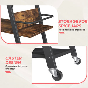 48-Inch Mobile Coffee Cart with Storage Drawer and Lockable Wheels