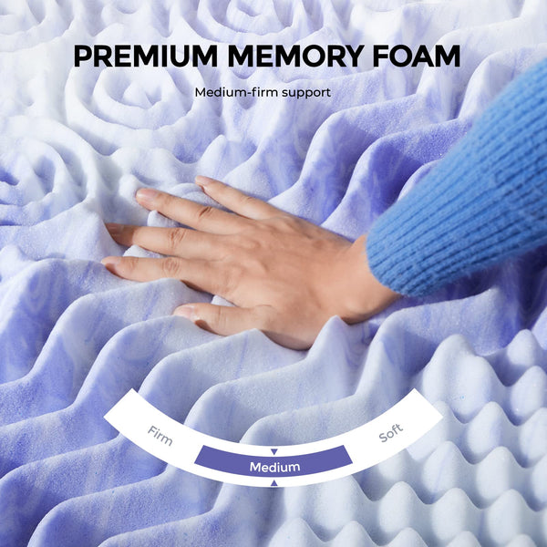 Memory Foam Mattress Topper with Cooling Gel & 7-Zone Support