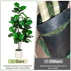 Artificial Fiddle Leaf Fig Tree with White Planter