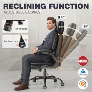 High-Back Ergonomic Office Chair with Adjustable Headrest & Flip-Up Armrests
