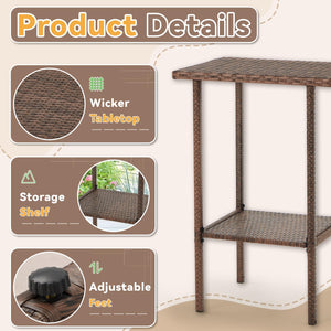 3-Piece Outdoor Wicker Bar Set with Counter Table & Barstools