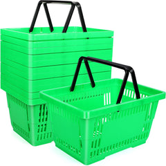 Stackable Plastic Shopping Baskets with Handles – Set of 12